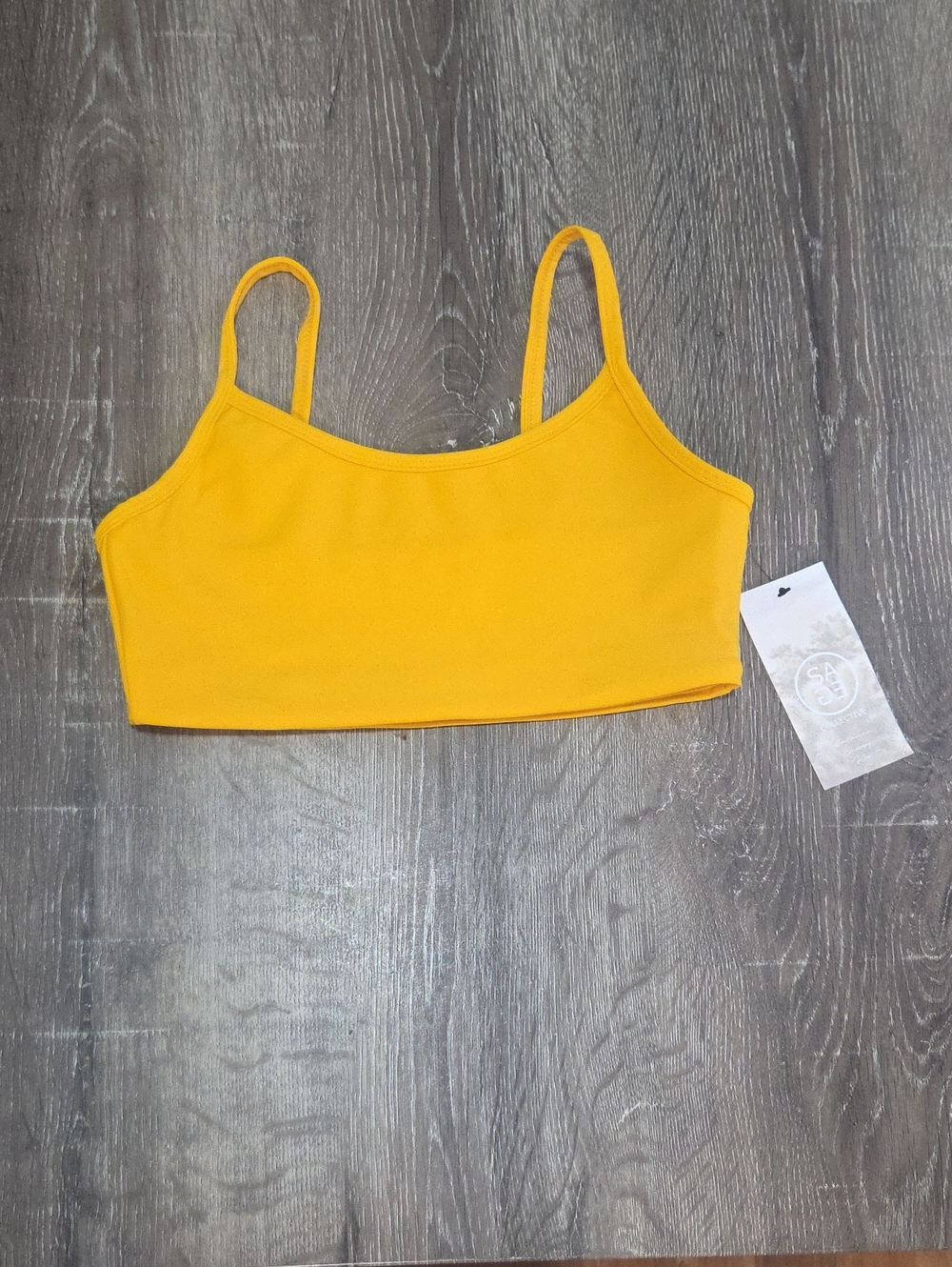 NEW! SAGE Collective Sunflower Cropped Bralette Crop Top Small Mustard Yellow